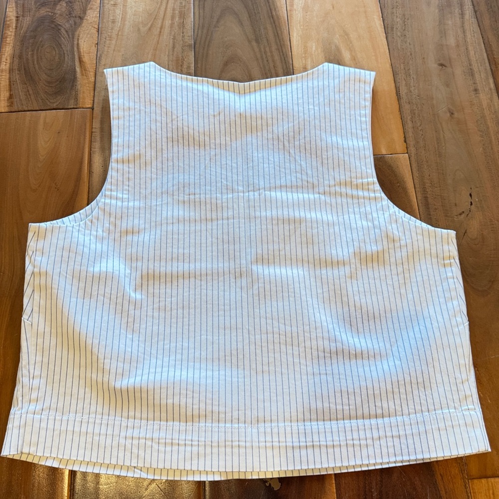 Abercrombie & Fitch White Crop Tank with Thin Blue Pinstripes - Picture 7 of 7